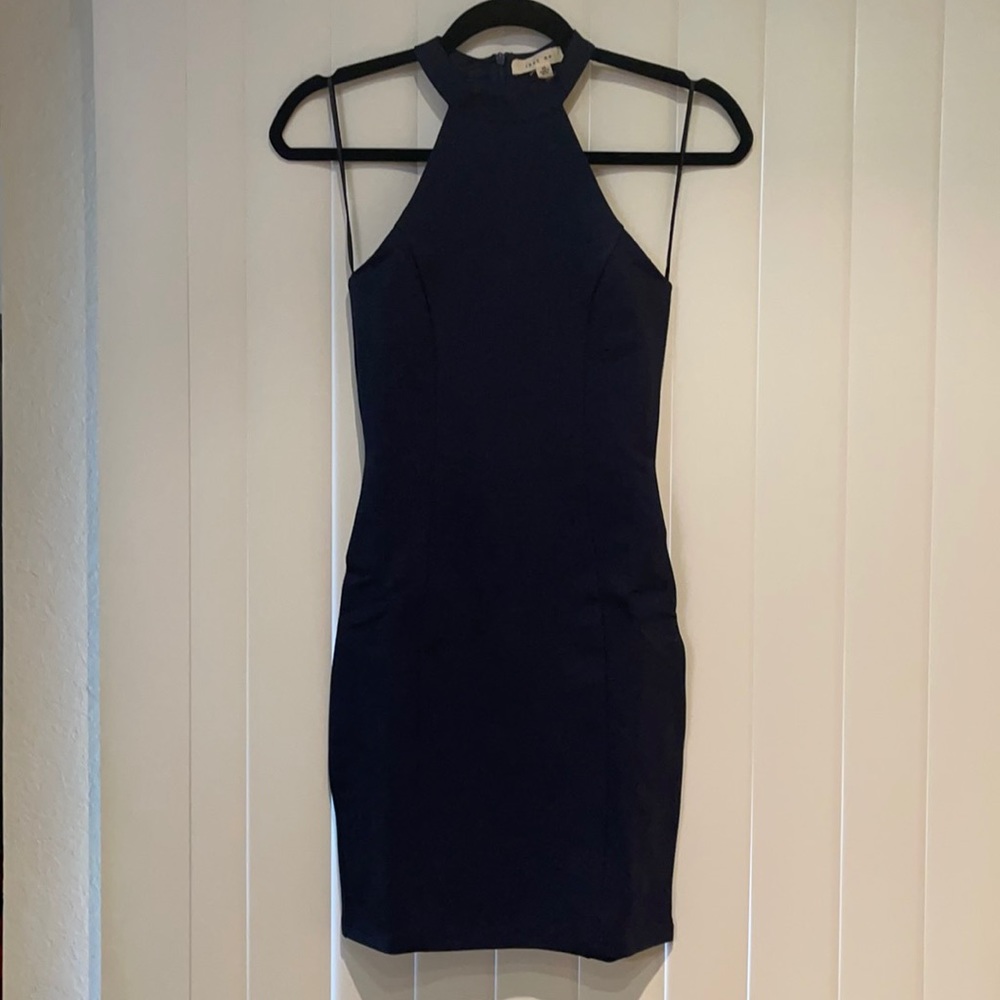 NWT: Just Me: Purchased from LULUs. Manhattan Nights Navy Blue Halter Bo…